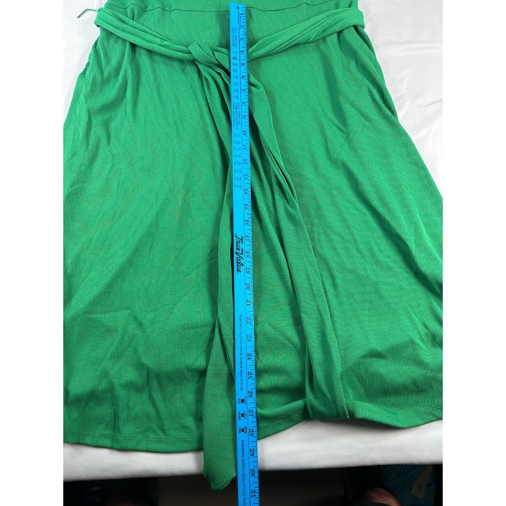 Who What Wear Womens Dress XL Green Ribbed Tie Waist Midi Casual Minimalist NWT - Picture 6 of 8